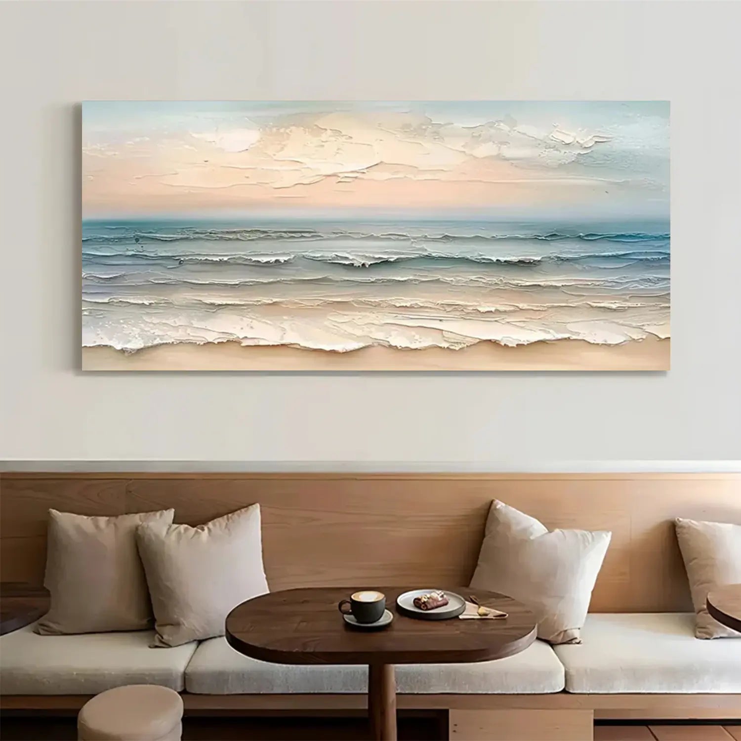 Colorful Abstract Ocean and Sky Textured Canvas Art