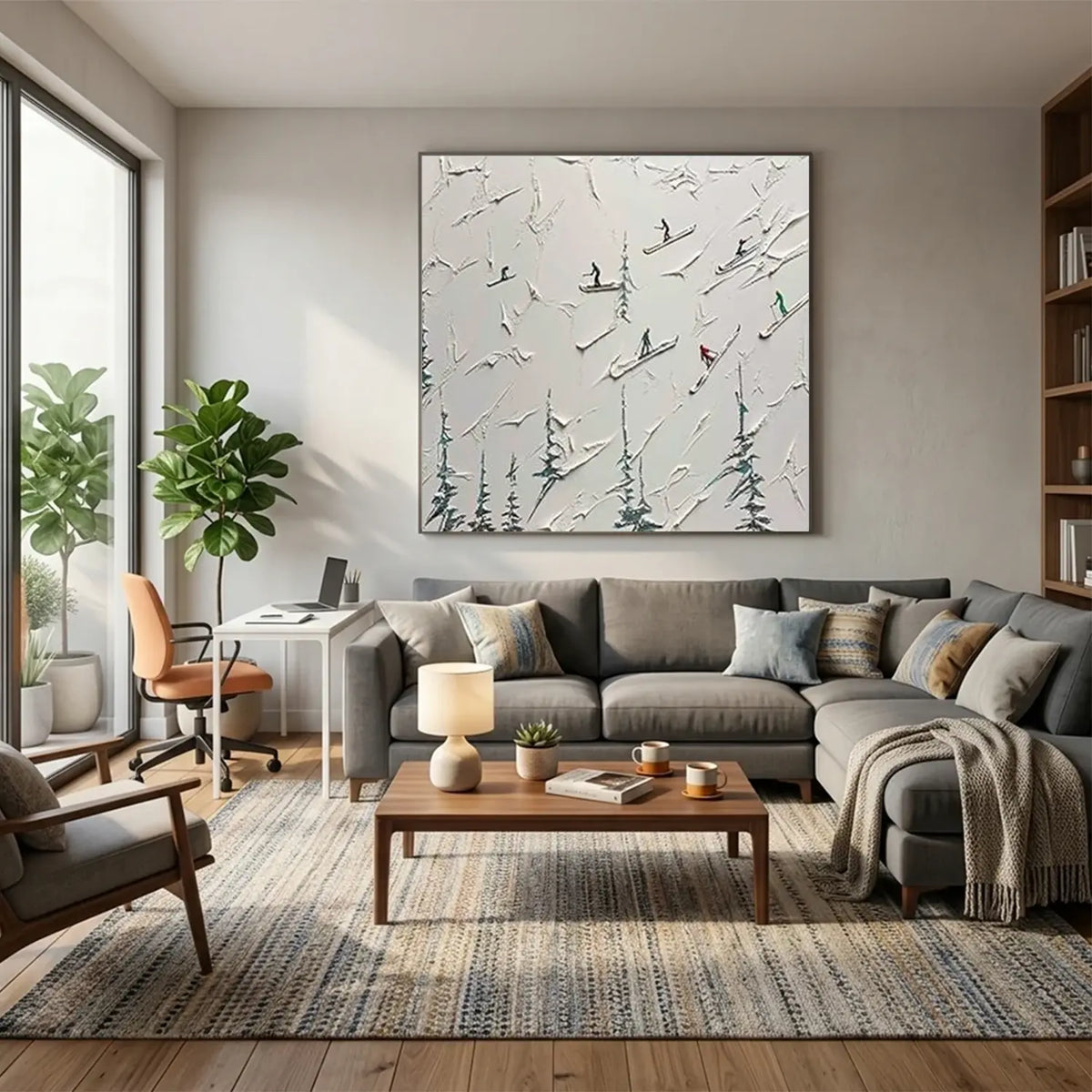 Skiing Sports Textured Wall Art #SC019