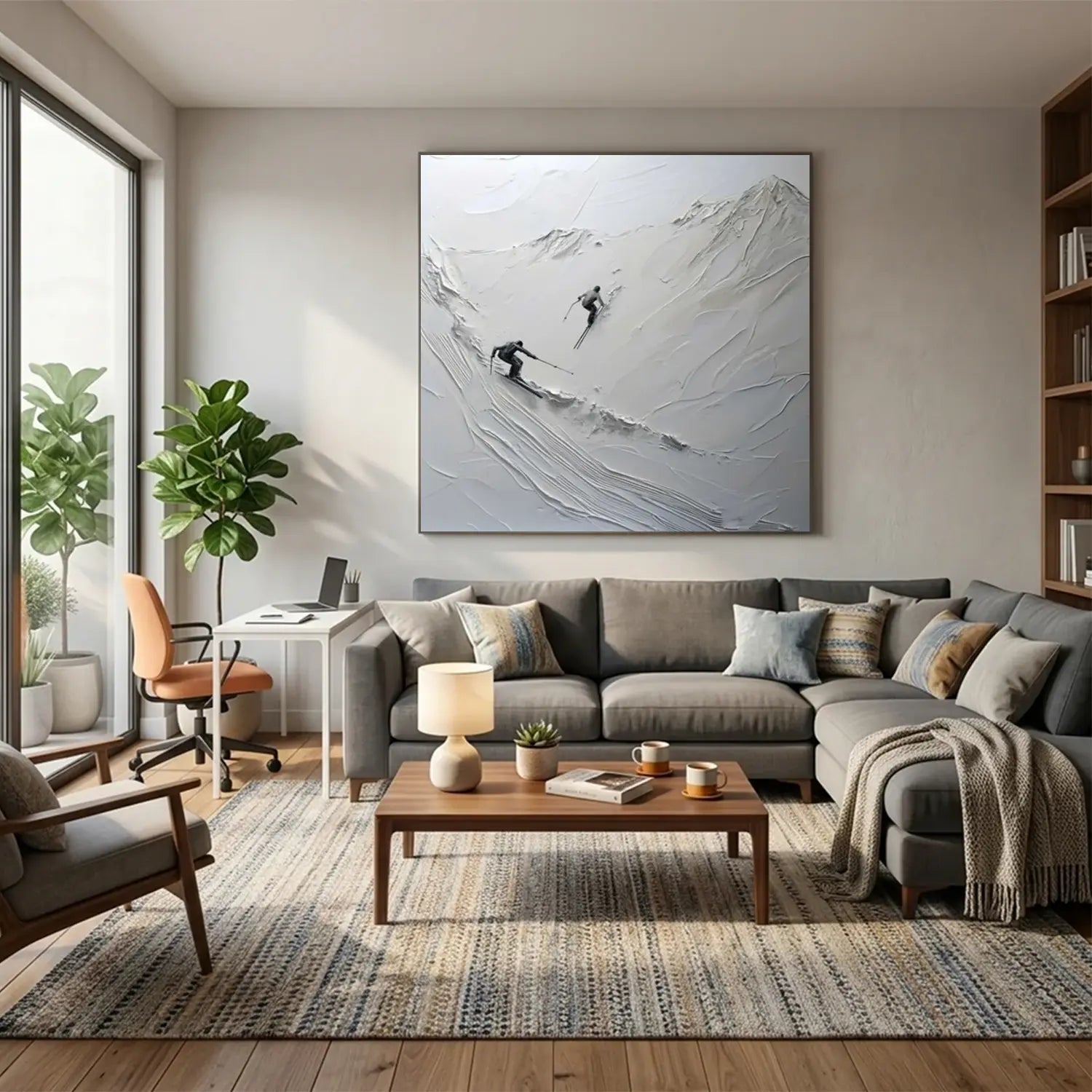 Skiing Sports Textured Wall Art #SC027