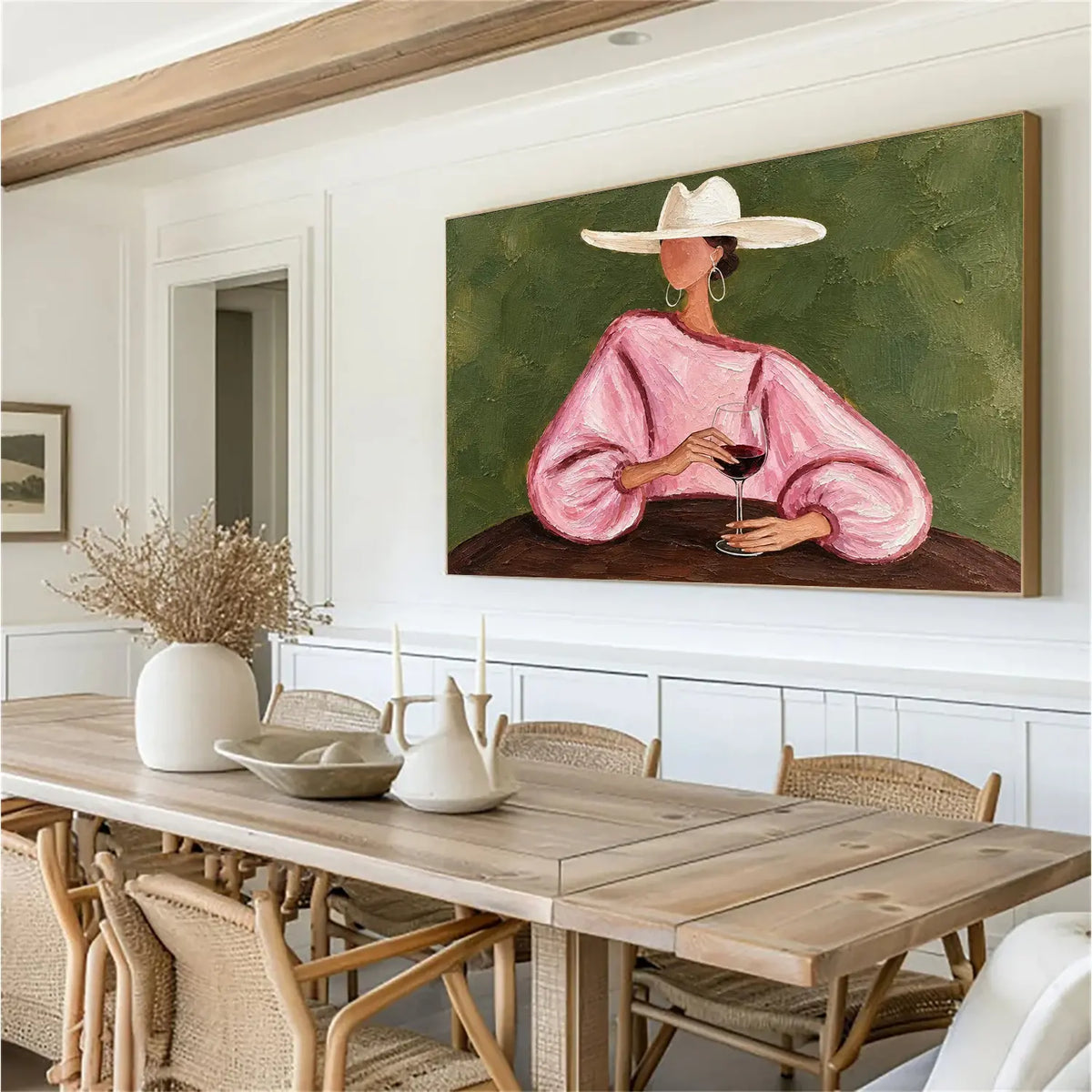 Vintage Americana Art Pink Sleeves Hold Wine #VA101