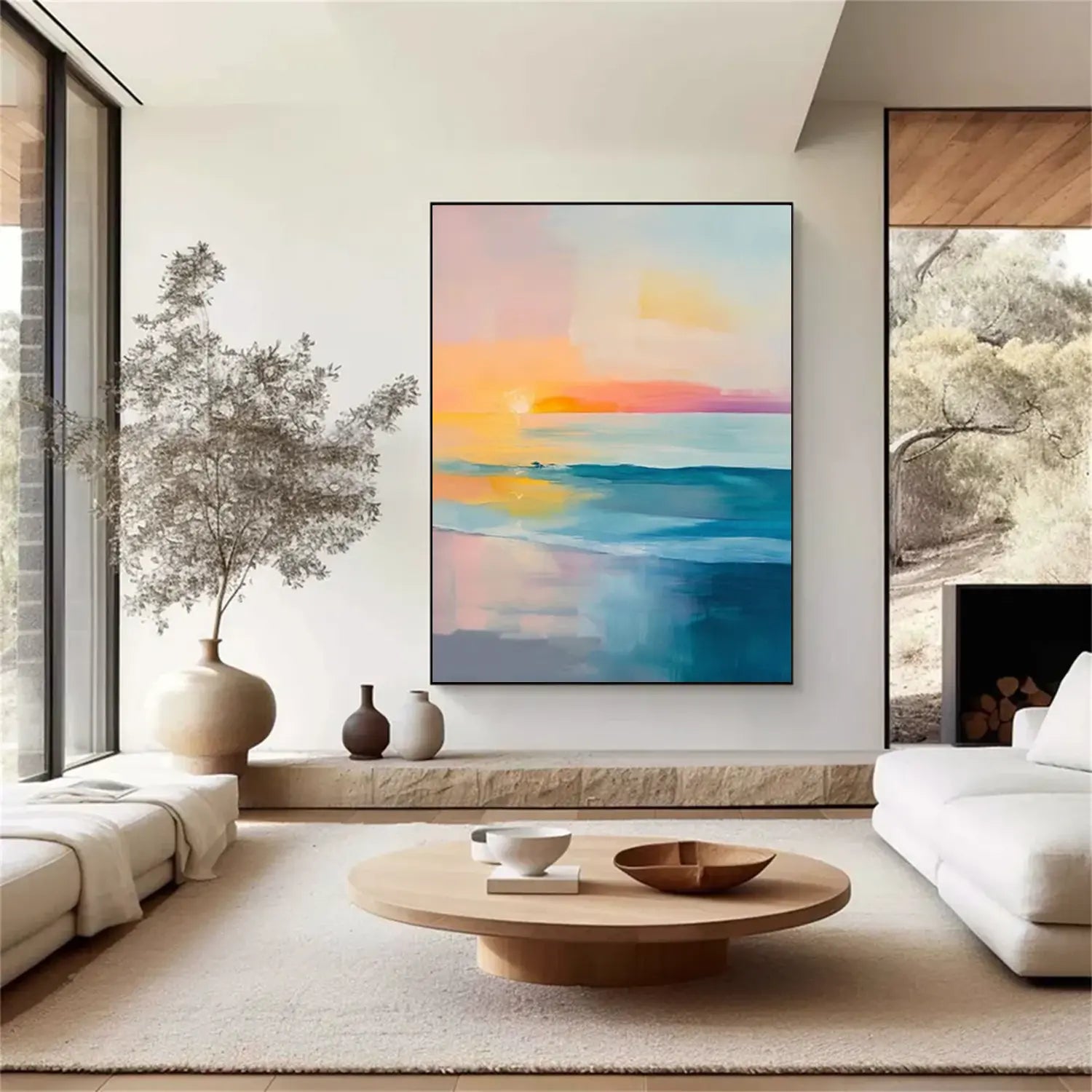 Colorful Ocean And Sky Abstract Wall Art #OS050