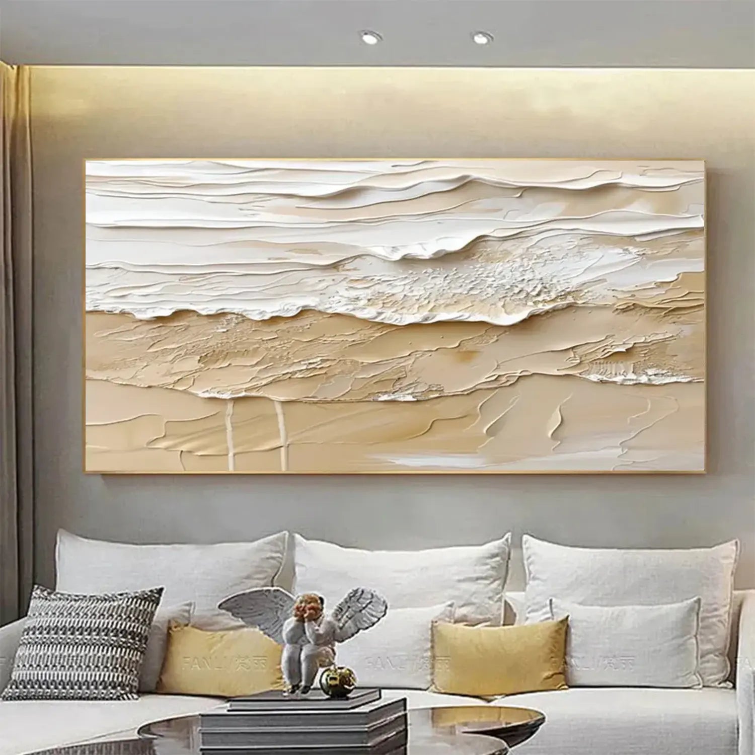 Beige and Brown Sea & Sky Abstract Textured Wall Art