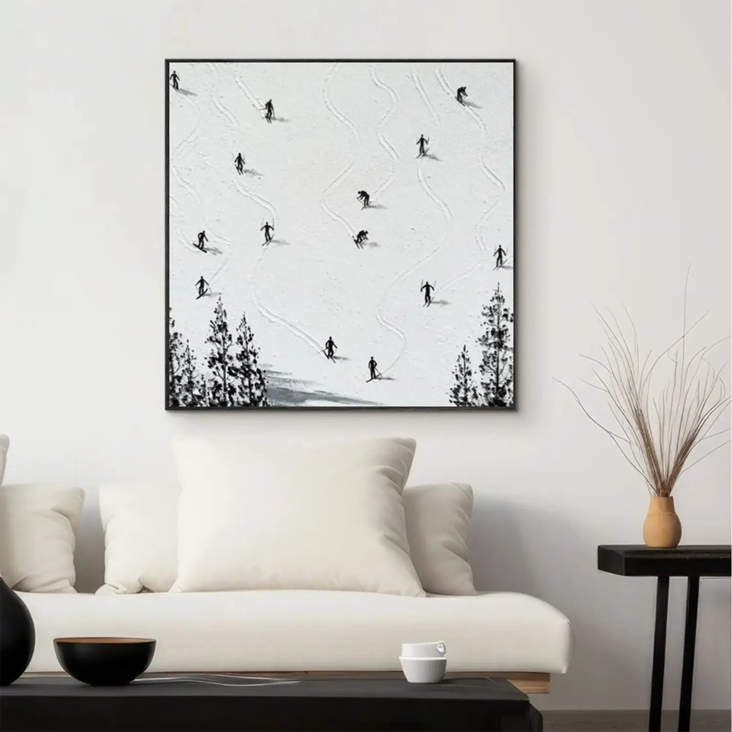 Skiing Sports Textured Wall Art #SC026