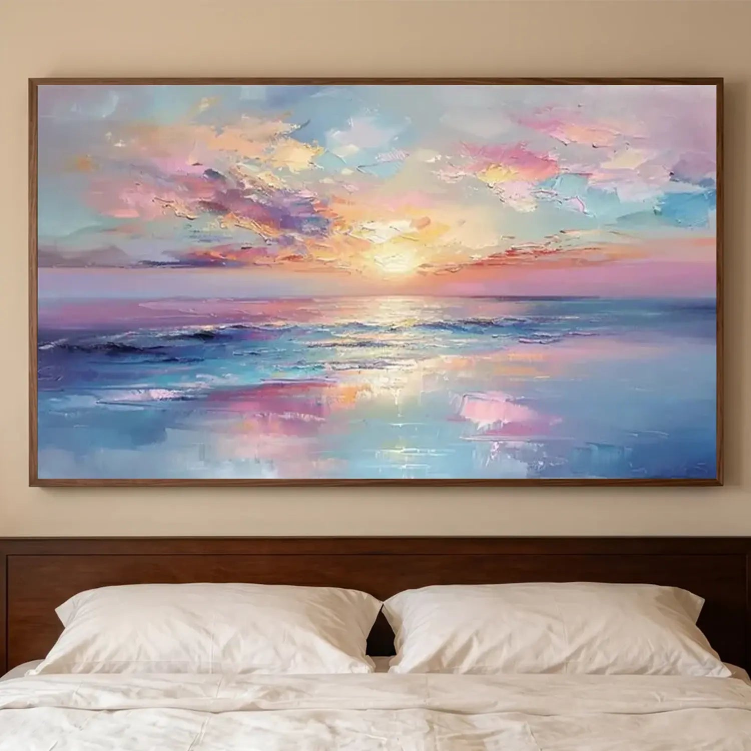 Colorful Ocean And Sky Textured Painting Canvas