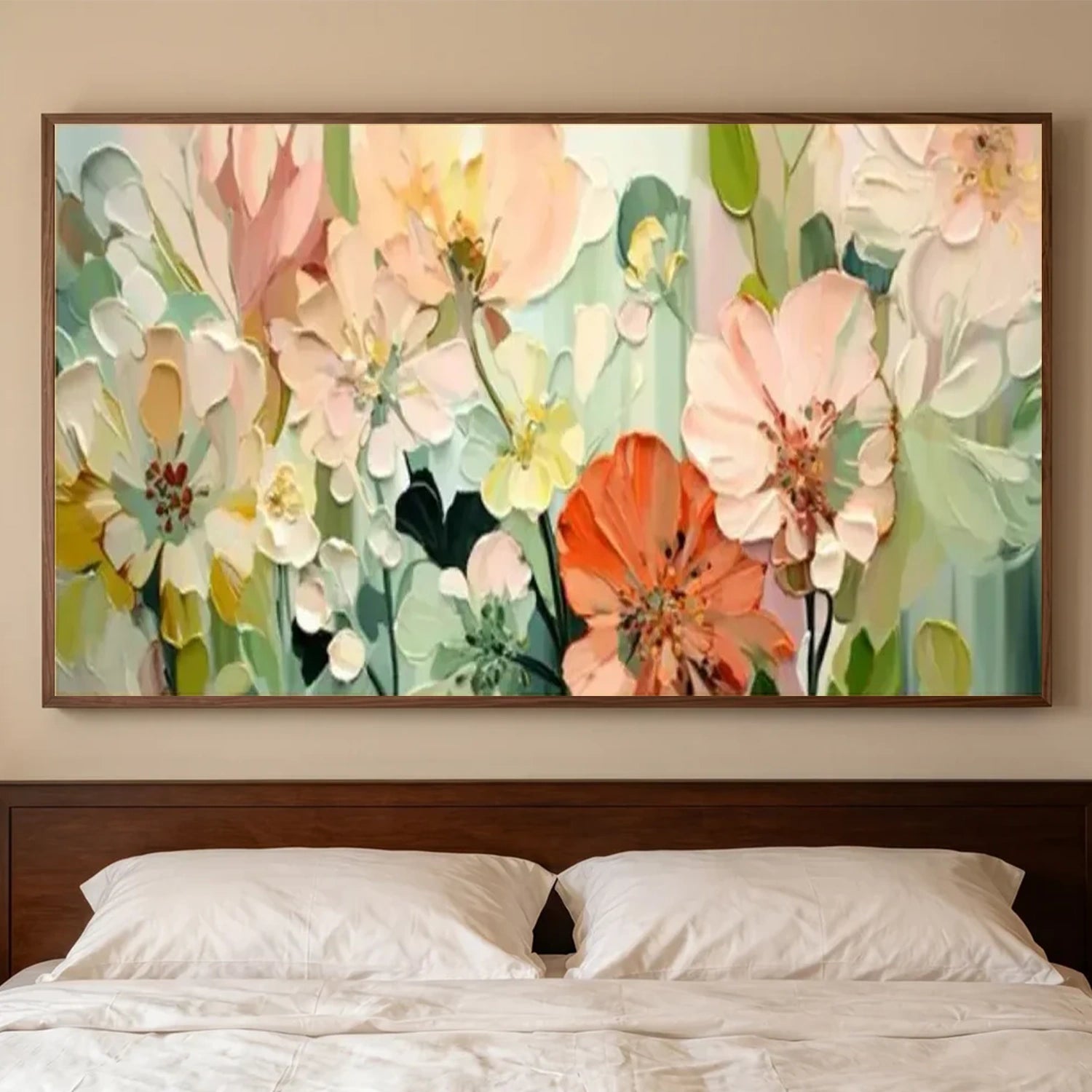 Colorful Flower Textured Painting Canvas