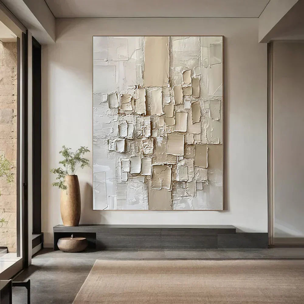 Beige Abstract Textured Wall Art #AB 477