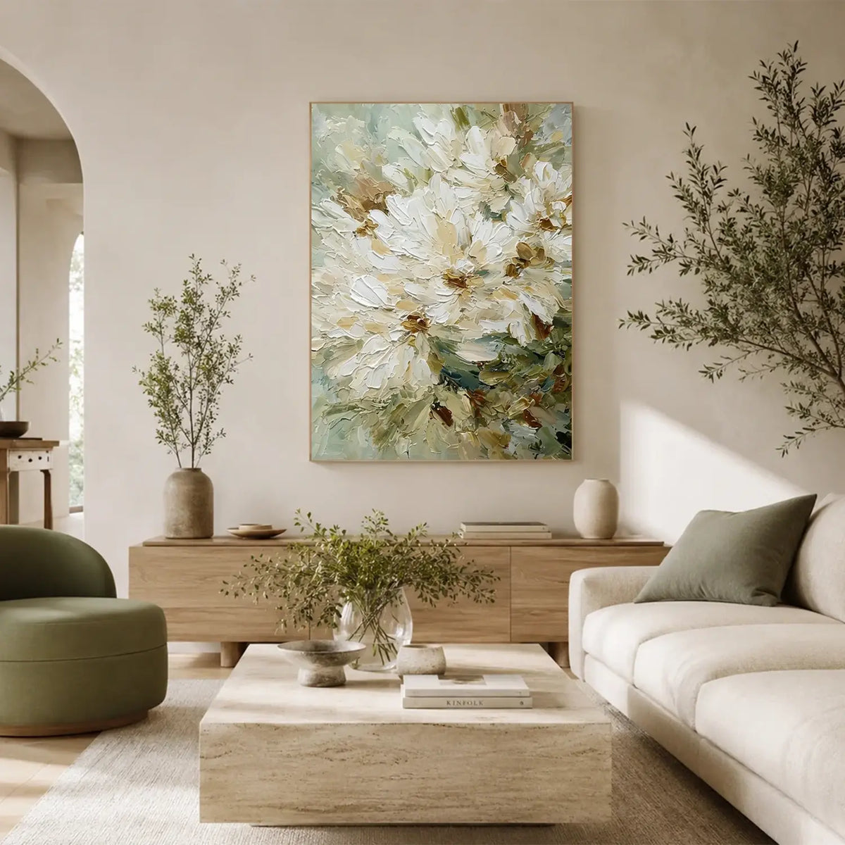 Abstract Flower And Tree Textured Canvas Art #FT073