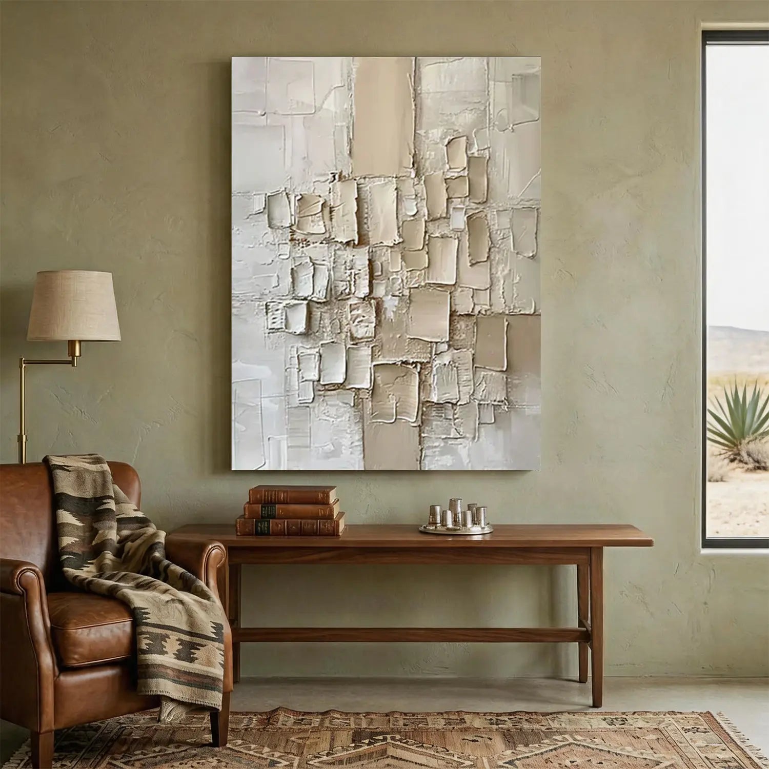 Beige Abstract Textured Wall Art