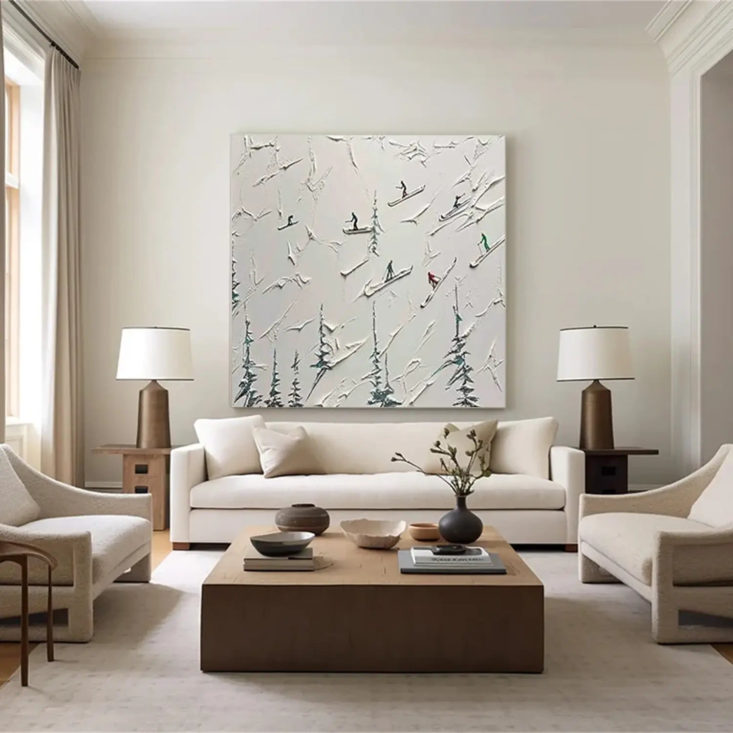 Skiing Sports Textured Wall Art #SC019