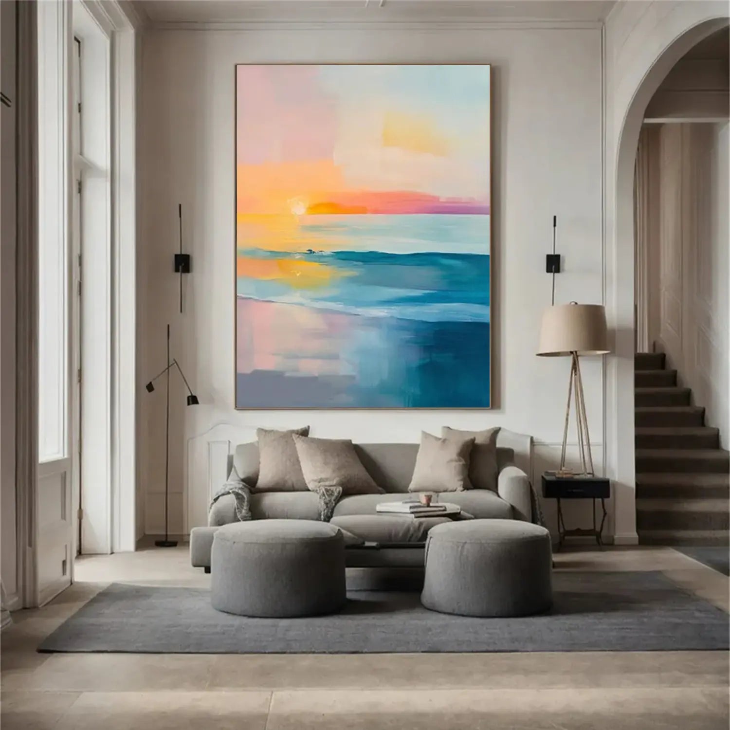 Colorful Ocean And Sky Abstract Wall Art #OS050