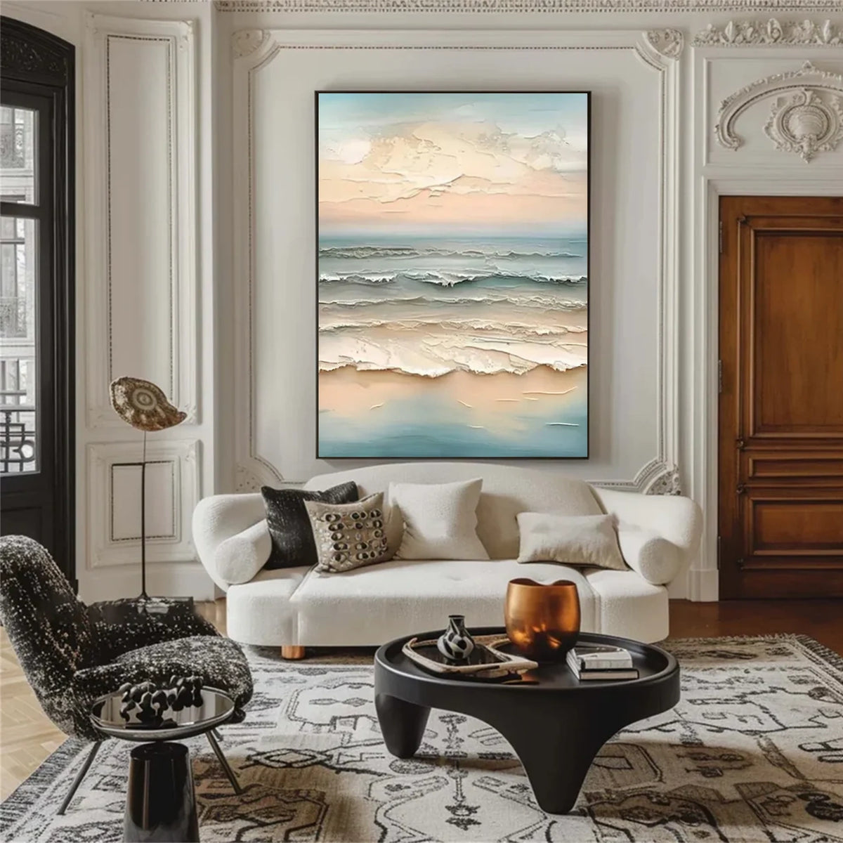 Ocean And Sky Textured Canvas Art #OS076