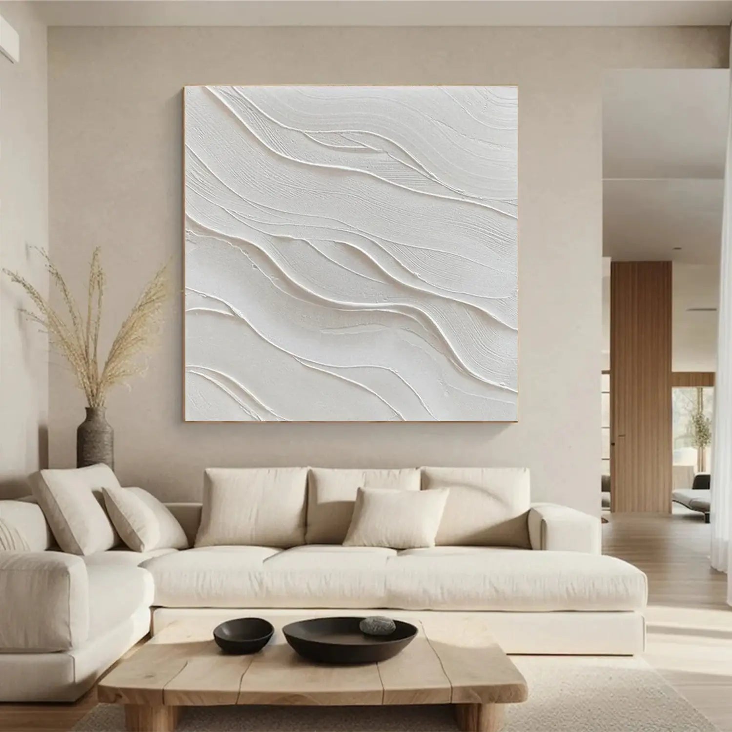 White Minimalist Textured Canvas Art #MW009