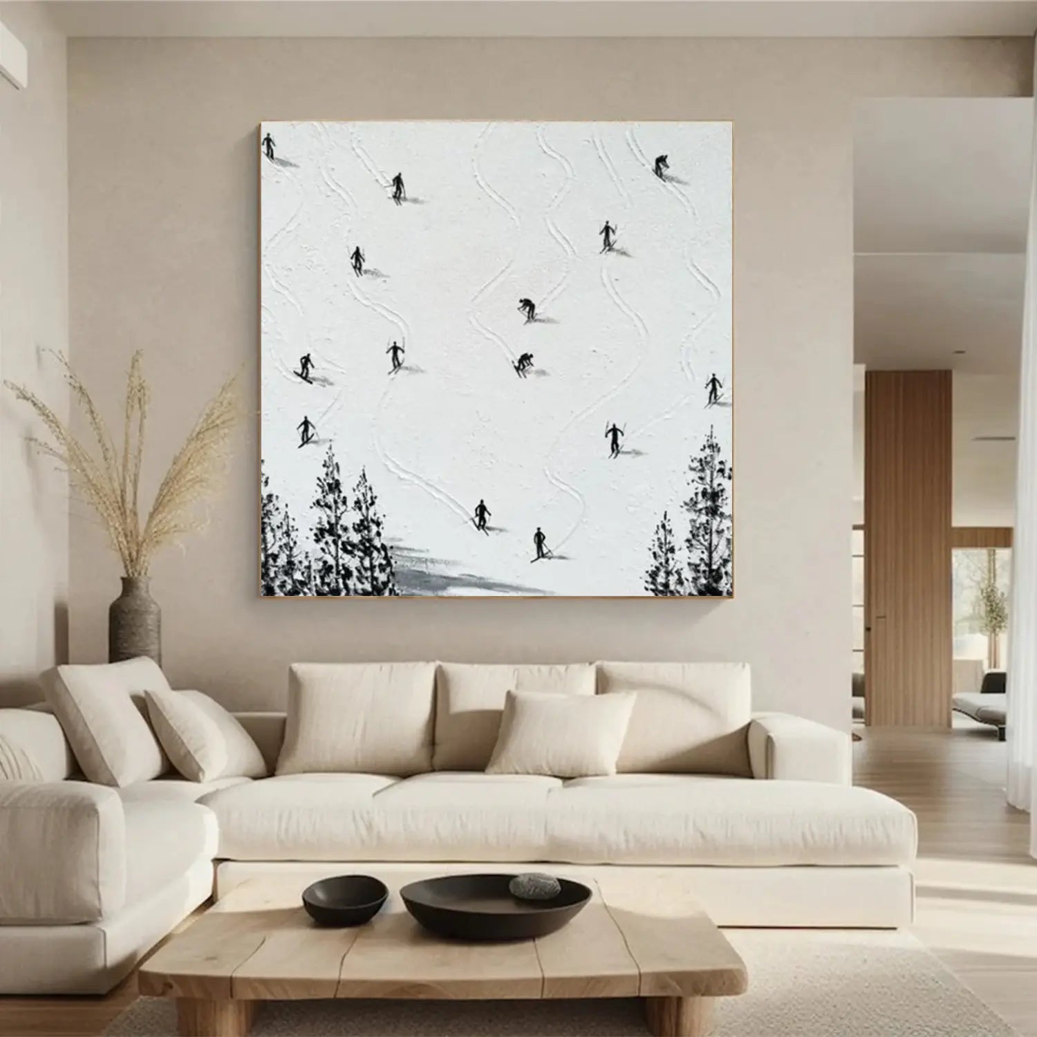 Skiing Sports Textured Wall Art #SC026