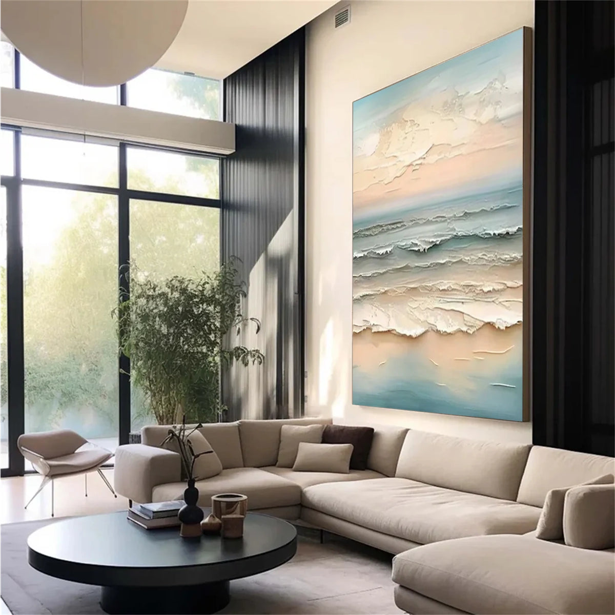 Ocean And Sky Textured Canvas Art #OS076