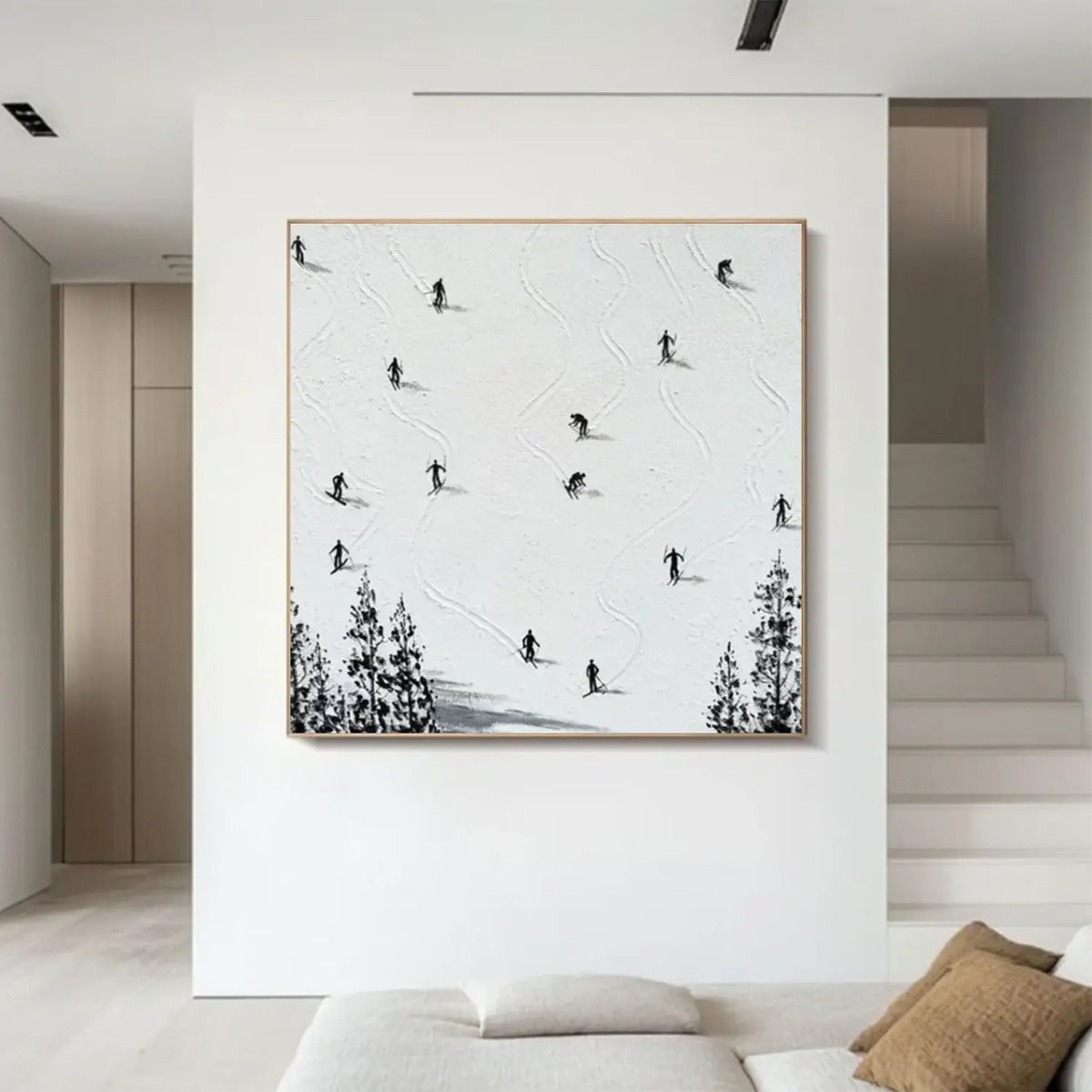 Skiing Sports Textured Wall Art #SC026