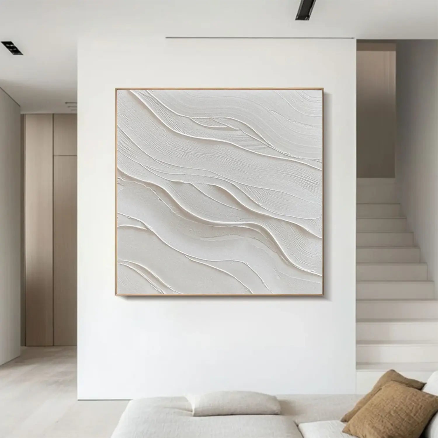 White Minimalist Textured Canvas Art #MW009