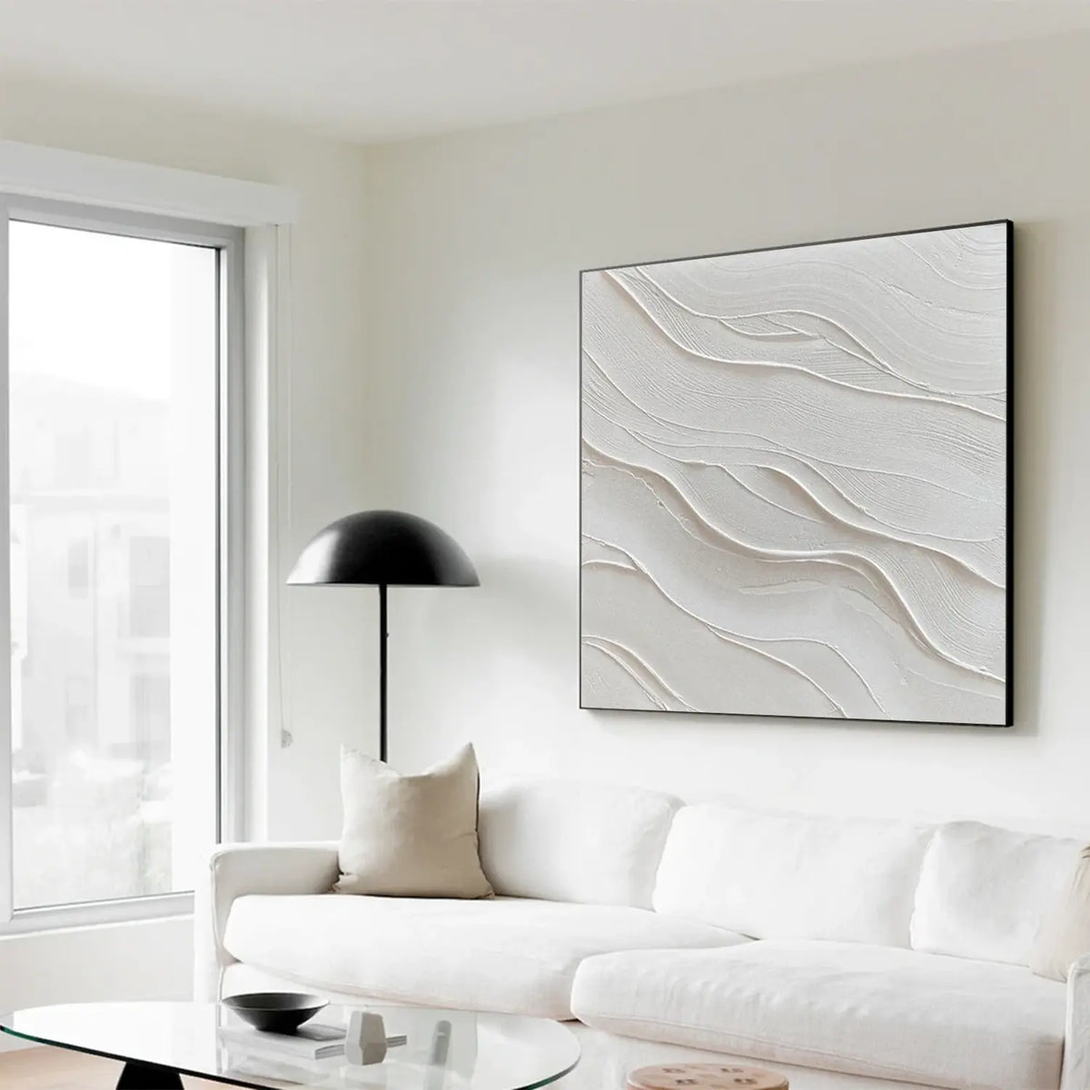 White Minimalist Textured Canvas Art #MW009