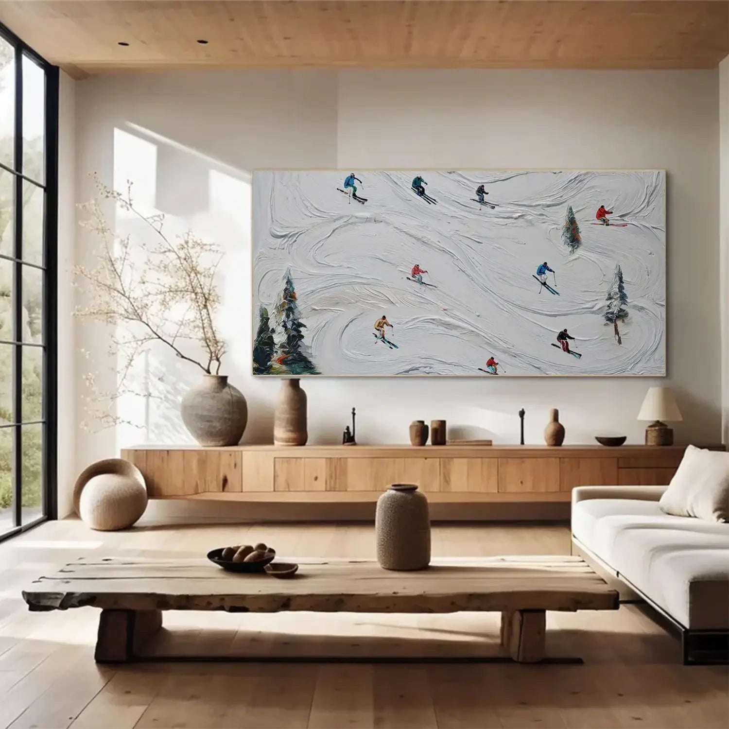 Skiing Sports Textured Wall Art #SC022