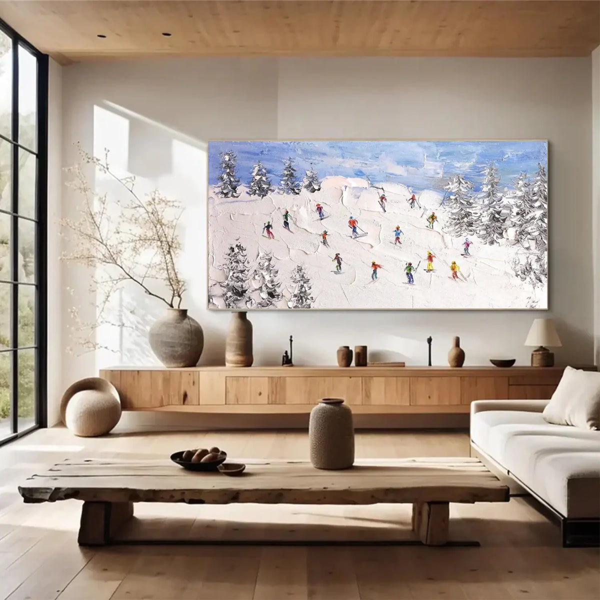 Skiing Sports Textured Wall Art #SC032