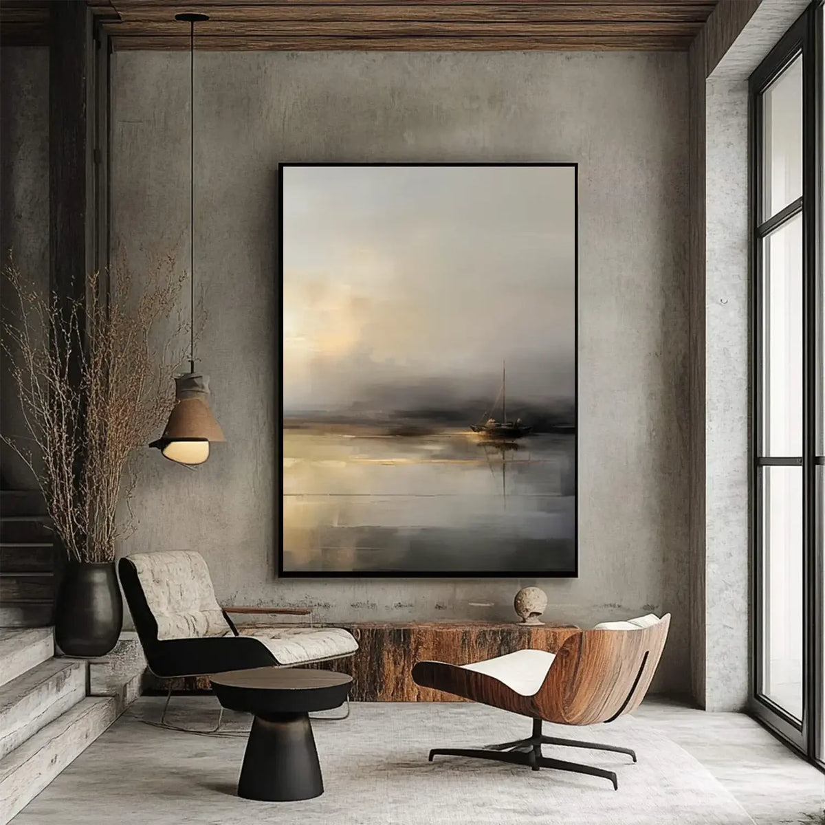 Abstract Ocean And Sky Canvas Art #OS078
