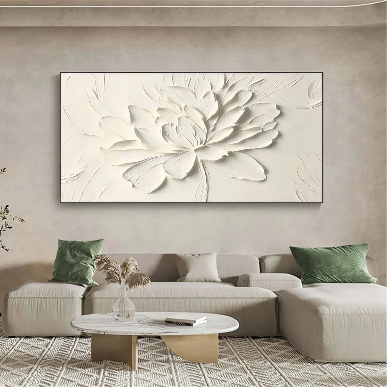White Flower & Tree Abstract Textured Wall Art