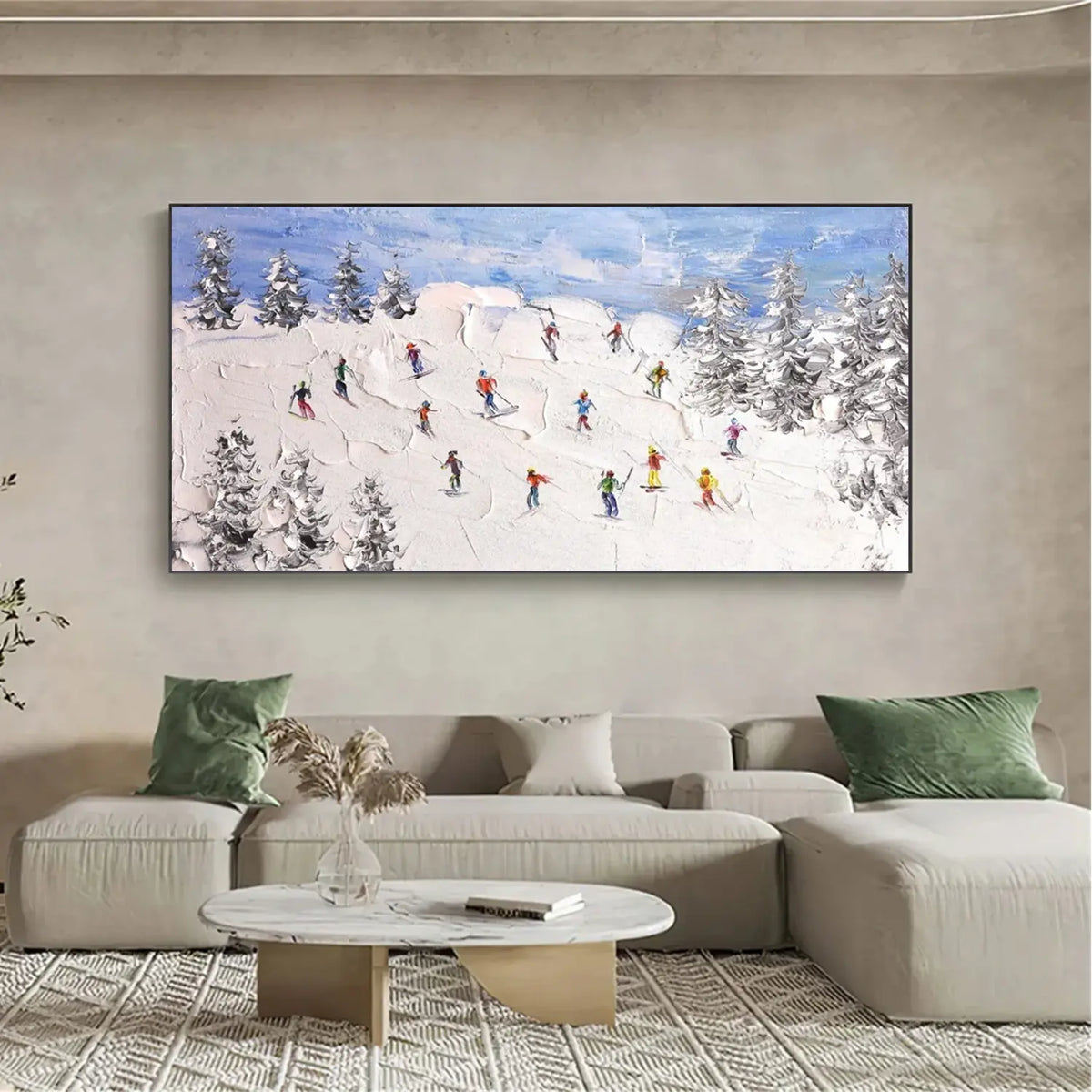 Skiing Sports Textured Wall Art #SC032