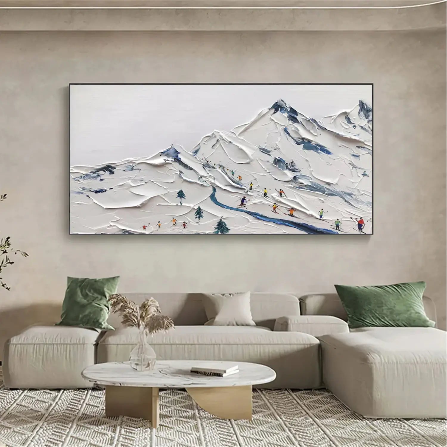 Skiing Sport Textured Canvas Painting