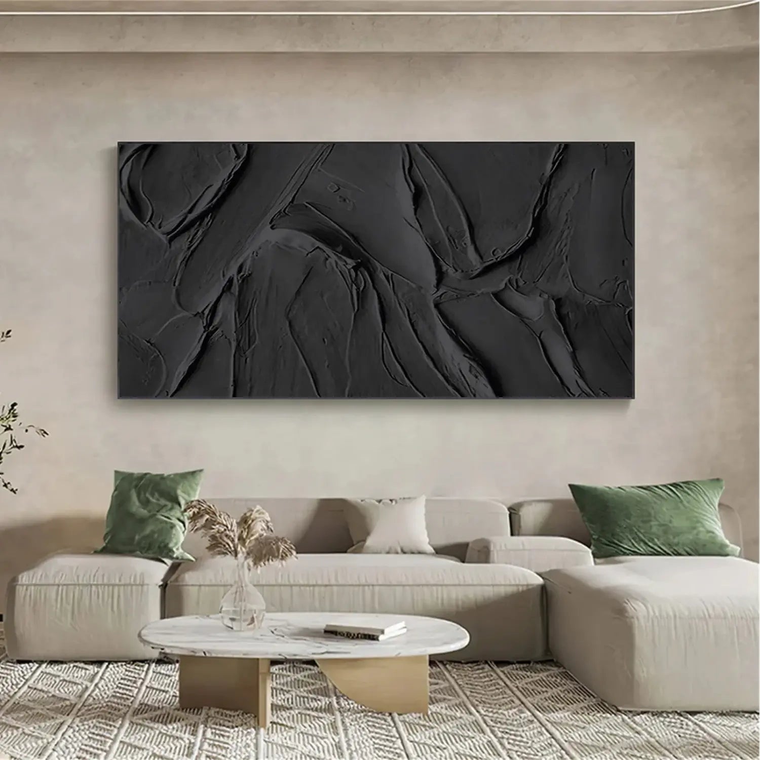 Black Minimalist Textured Canvas Art