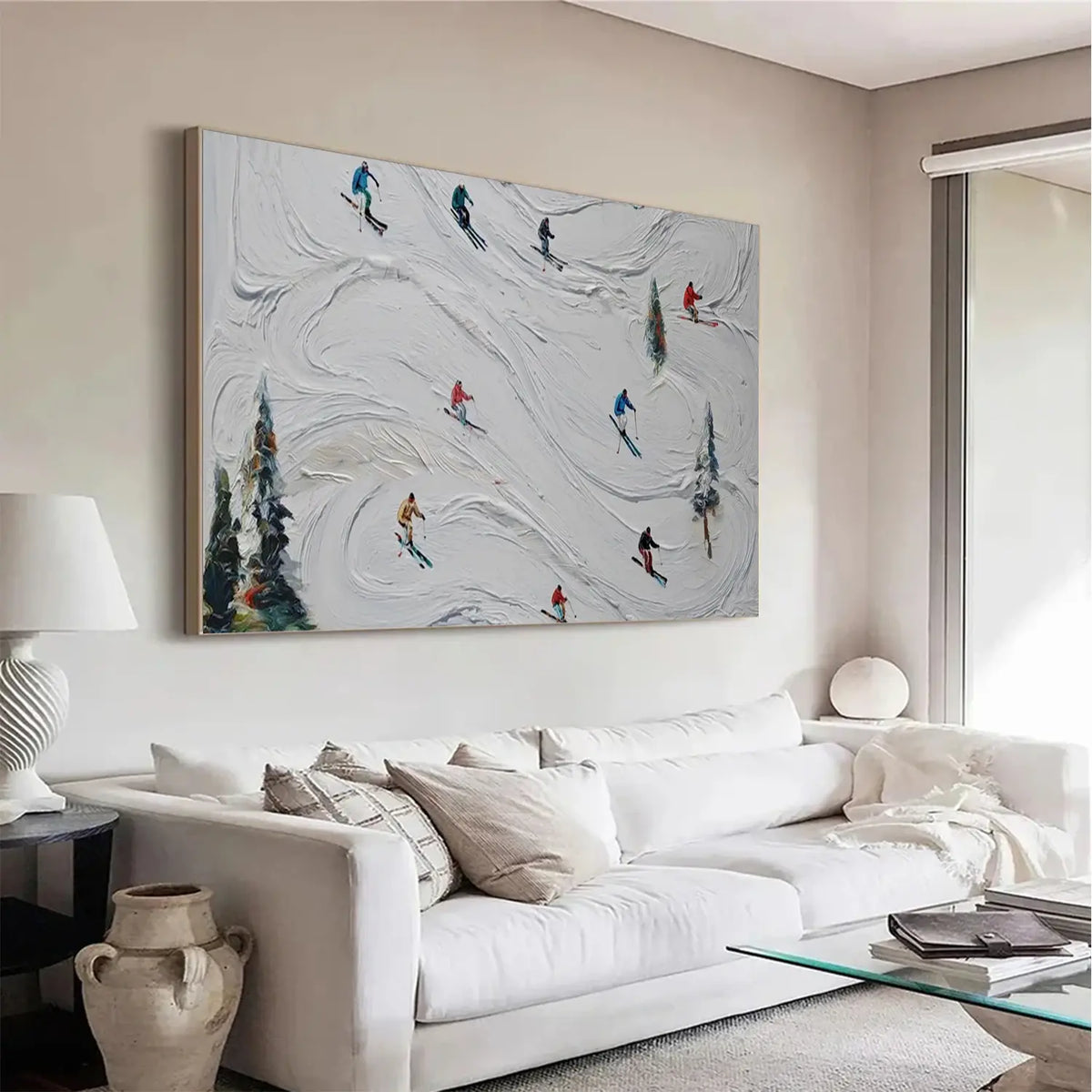 Skiing Sports Textured Wall Art #SC022