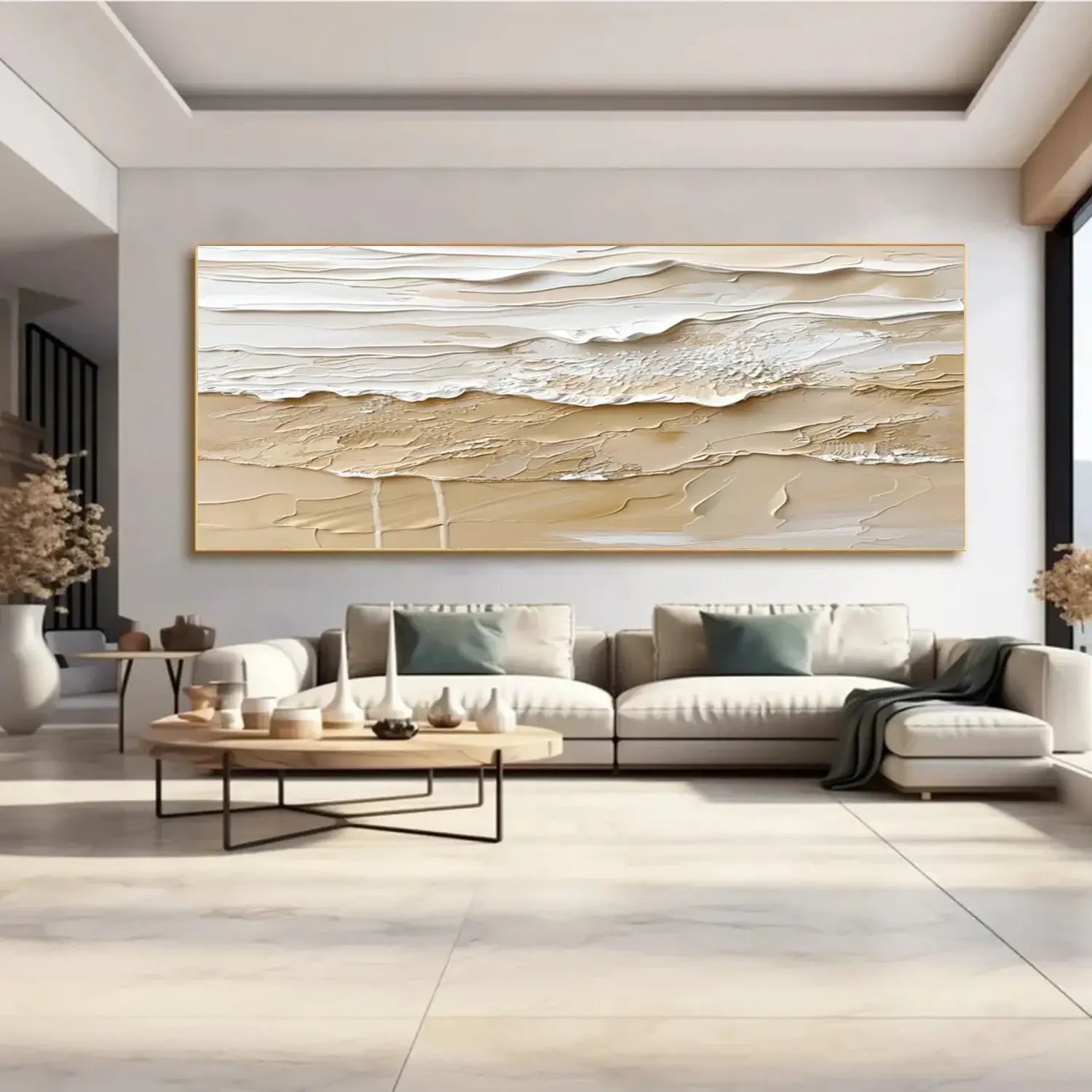 Beige and Brown Sea & Sky Abstract Textured Wall Art