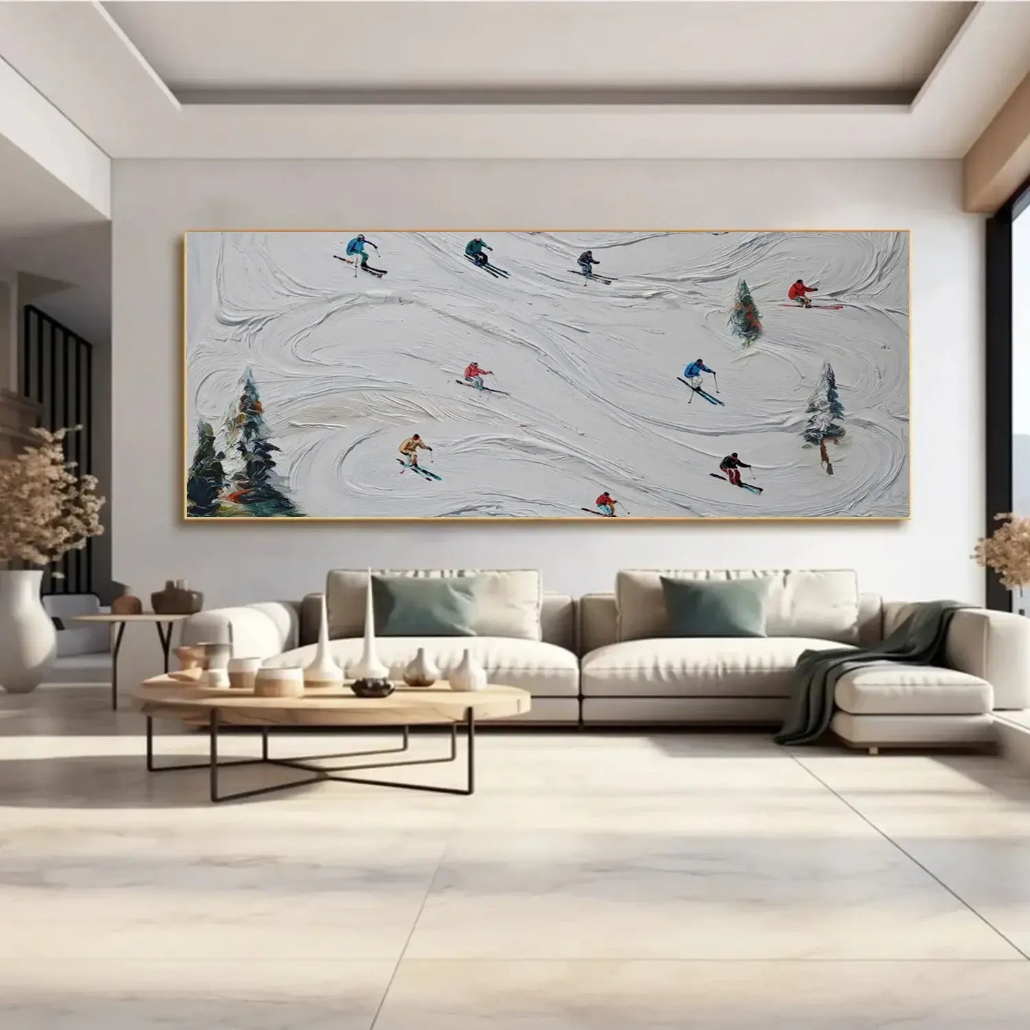 Skiing Sports Textured Wall Art #SC022