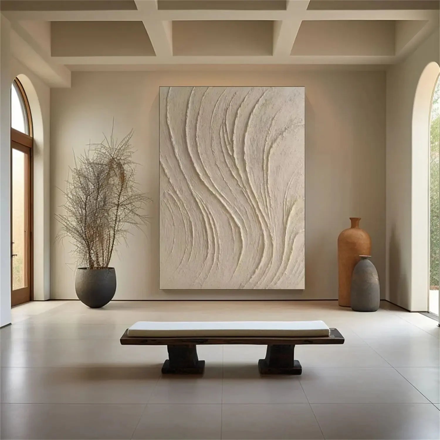White Minimalist Textured Canvas Art #MW013