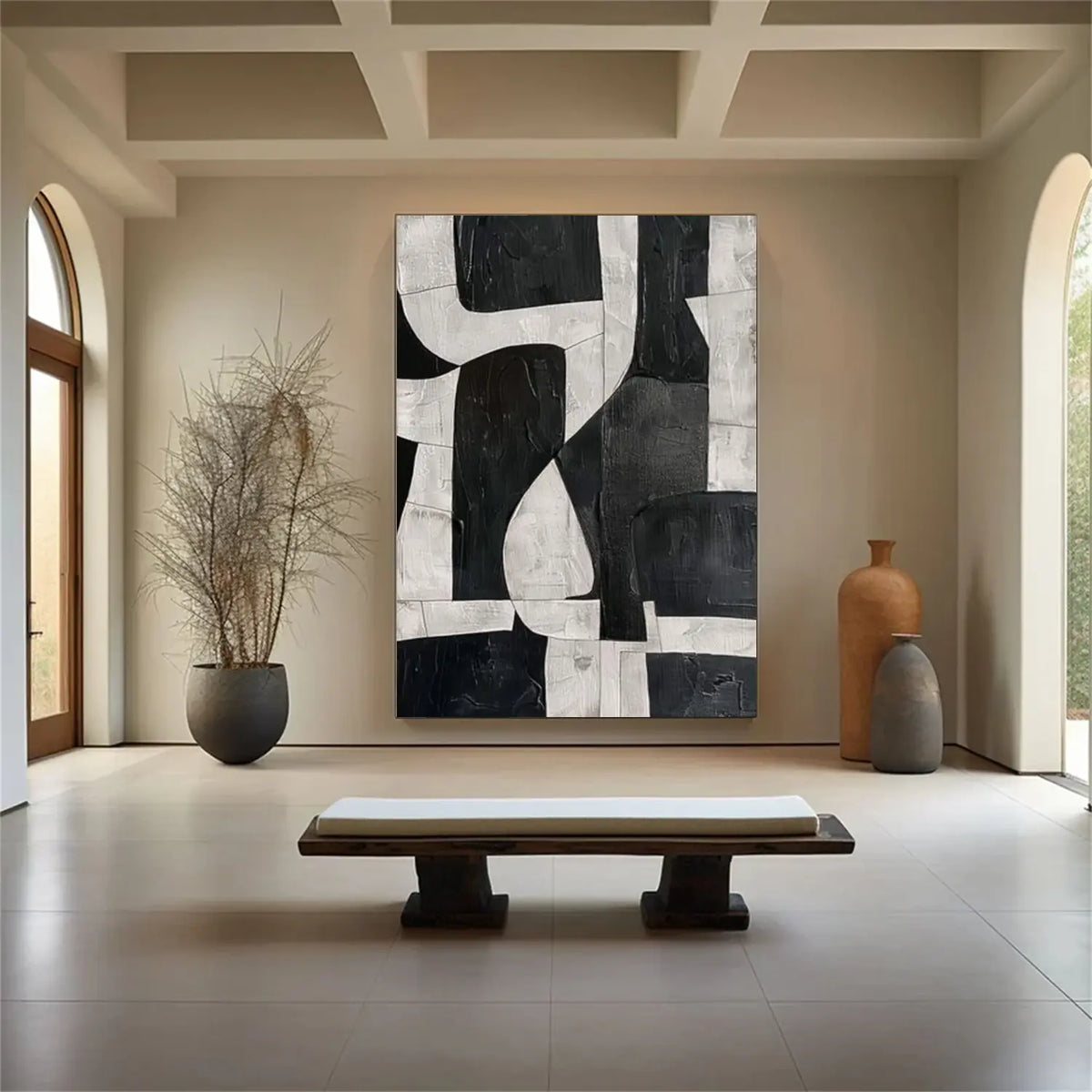 Black and White Wabi Sabi Textured Canvas Art #WS032