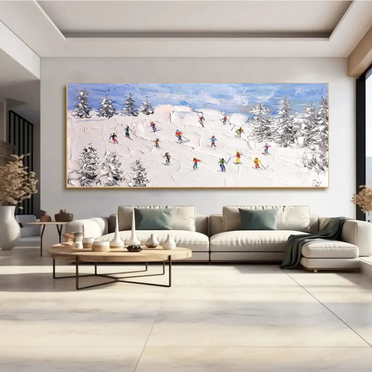 Skiing Sports Textured Wall Art #SC032