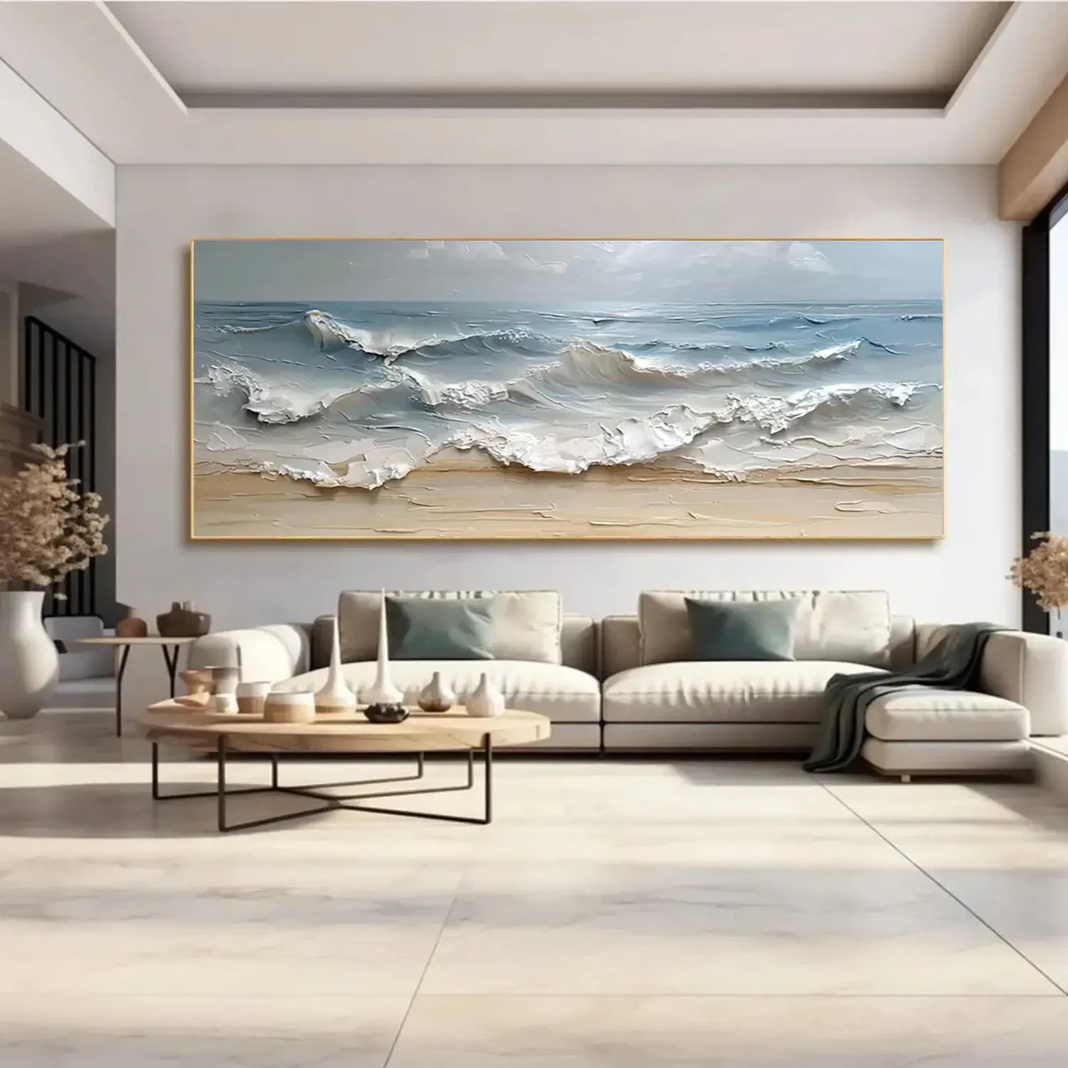 Abstract Ocean And Sky Textured Canvas Art