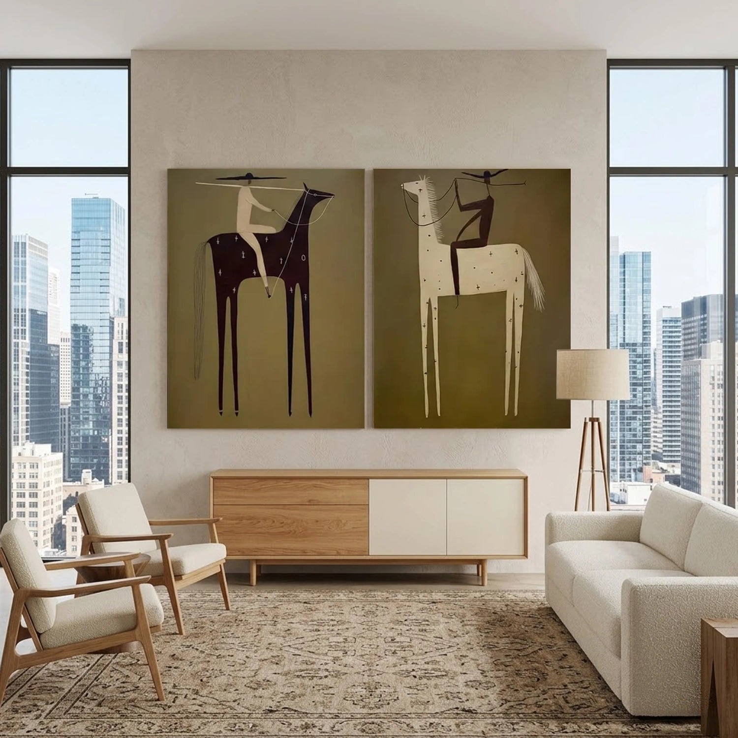 Vintage Americana Art | Green Duality Riders