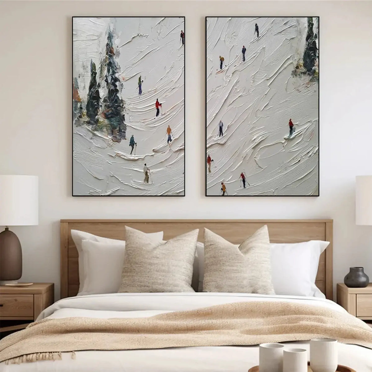 Skiing Sports Textured Wall Art Set of 2 #SC016