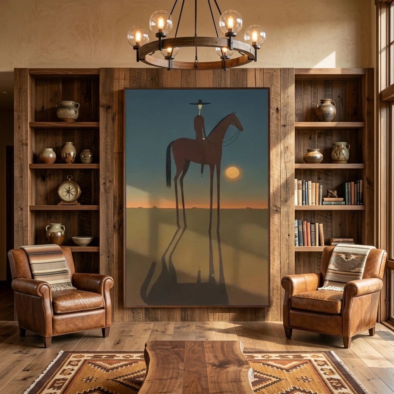 Vintage Americana Art | Sunset Rider Silhouette