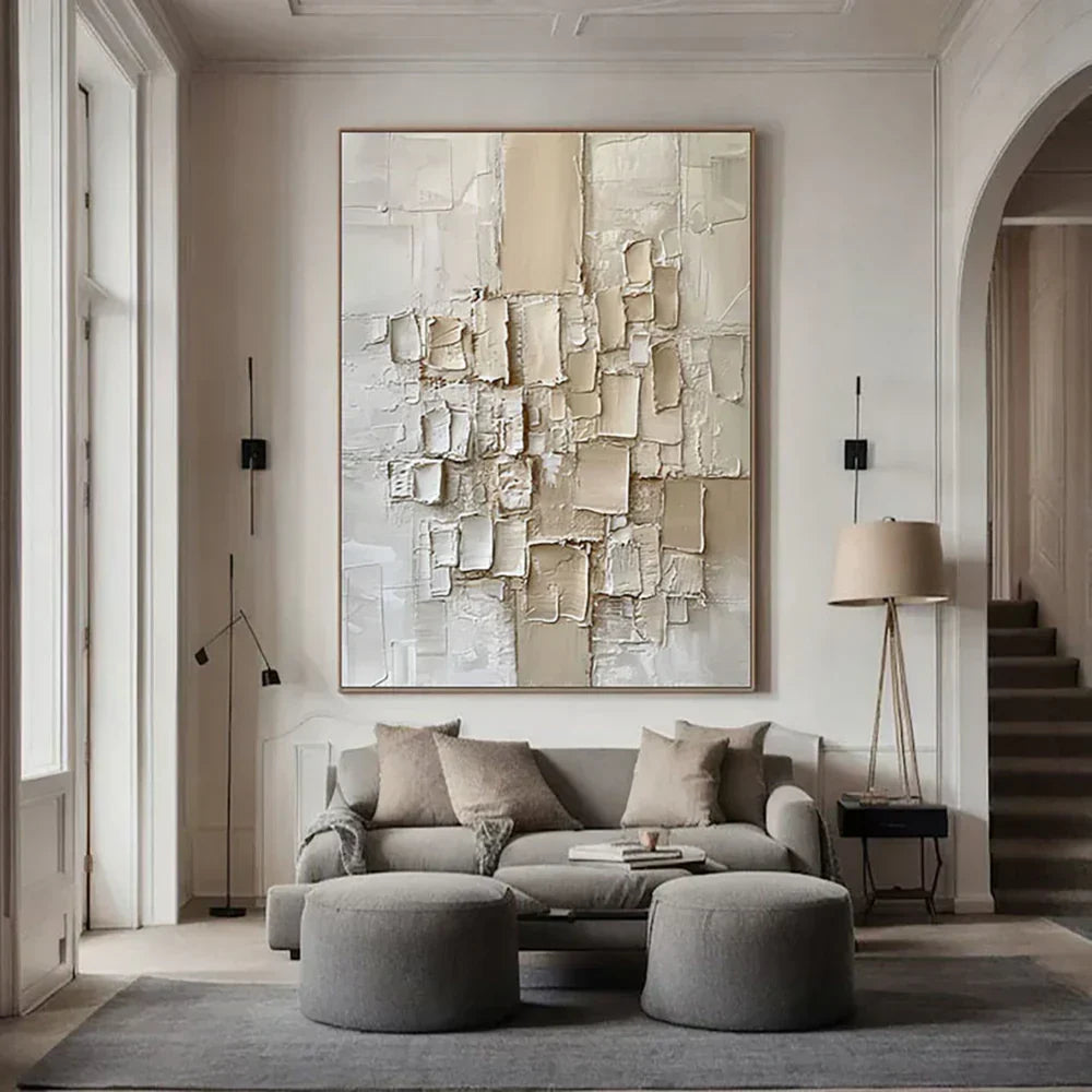 Beige Abstract Textured Wall Art #AB 477
