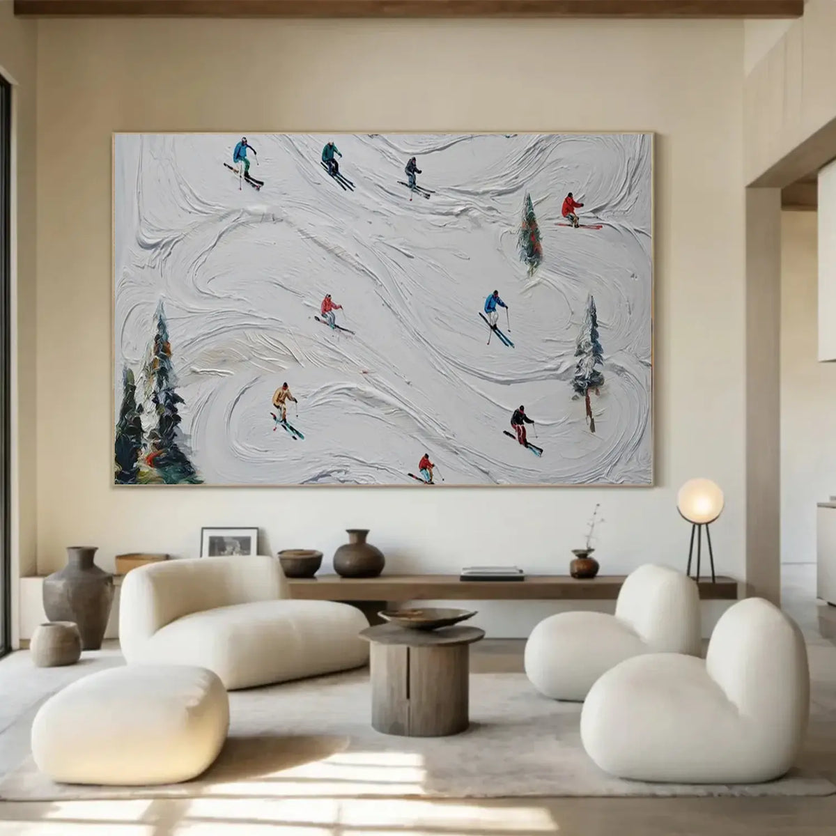 Skiing Sports Textured Wall Art #SC022