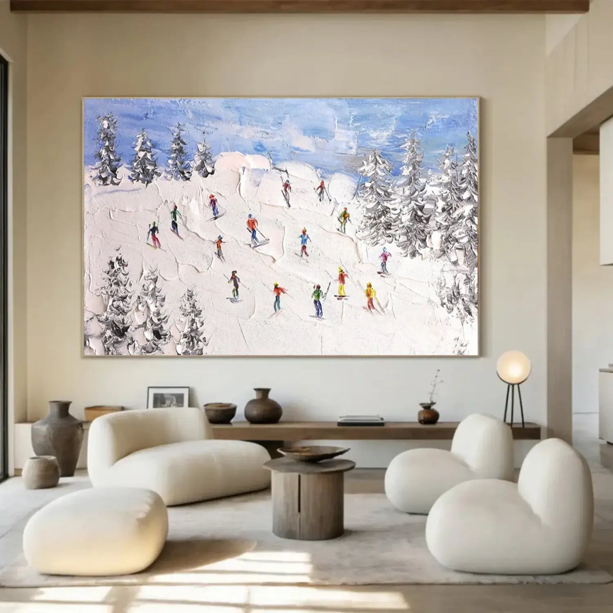 Skiing Sports Textured Wall Art #SC032