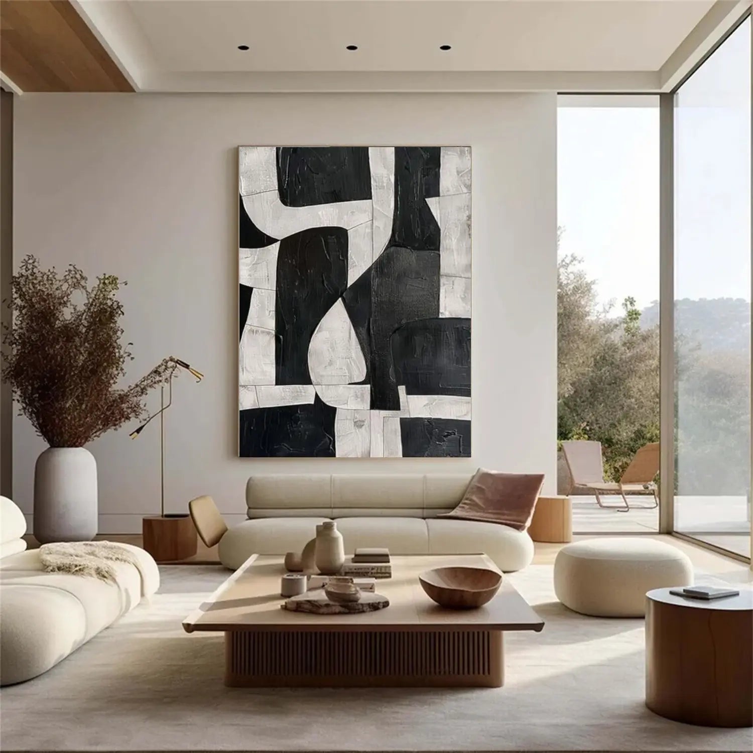 Black and White Wabi Sabi Textured Canvas Art #WS032