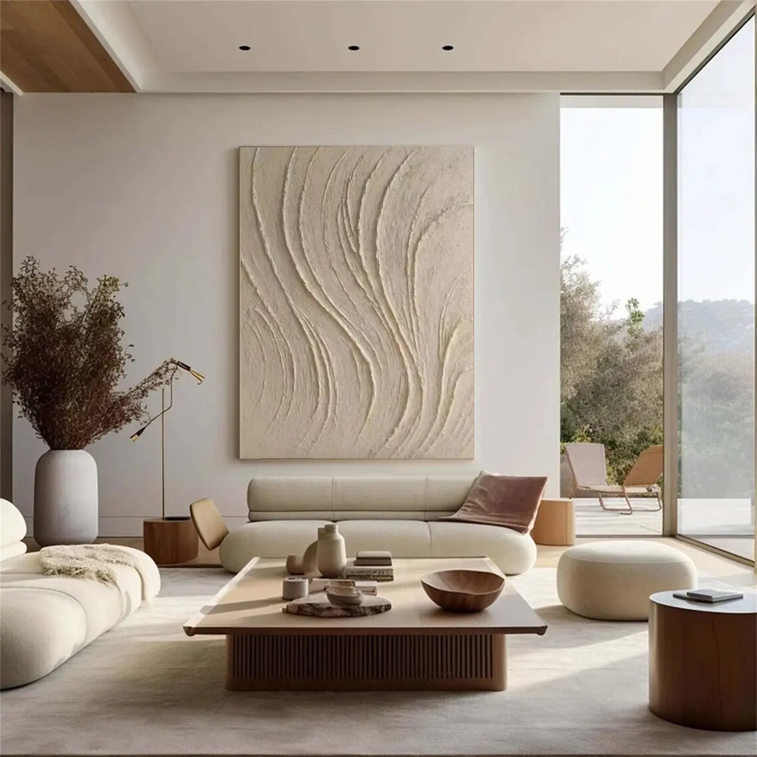 White Minimalist Textured Canvas Art #MW013