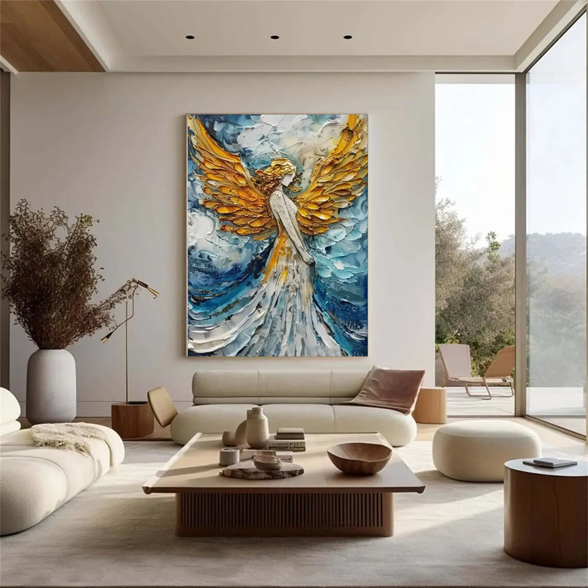 Abstract Angel Portrait Textured Canvas Art #LA002