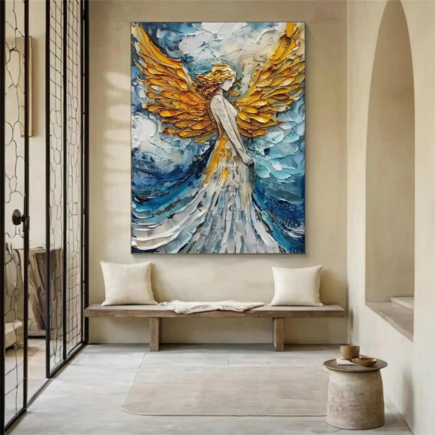 Abstract Angel Portrait Textured Canvas Art #LA002