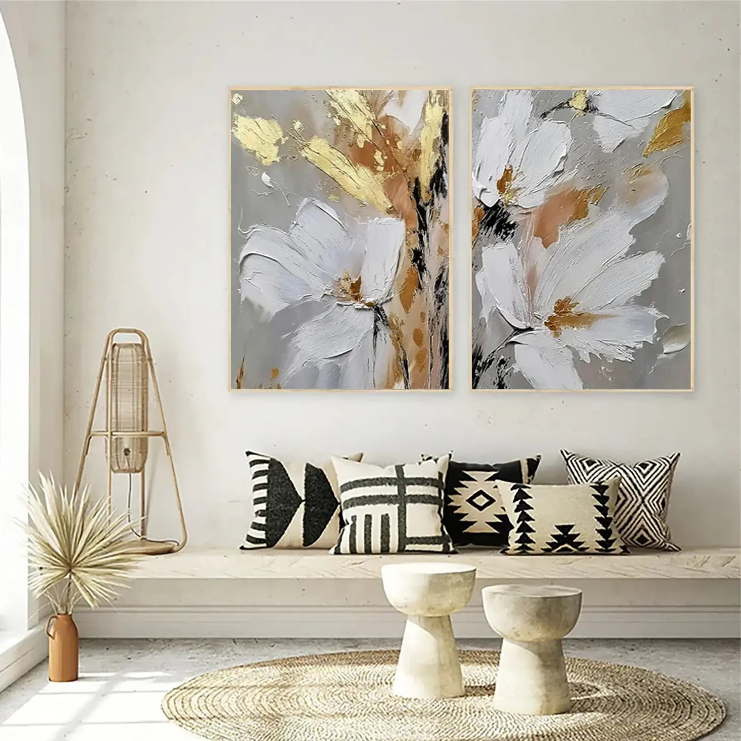 Flower Abstract Textured Wall Art Set of 2 #FT049