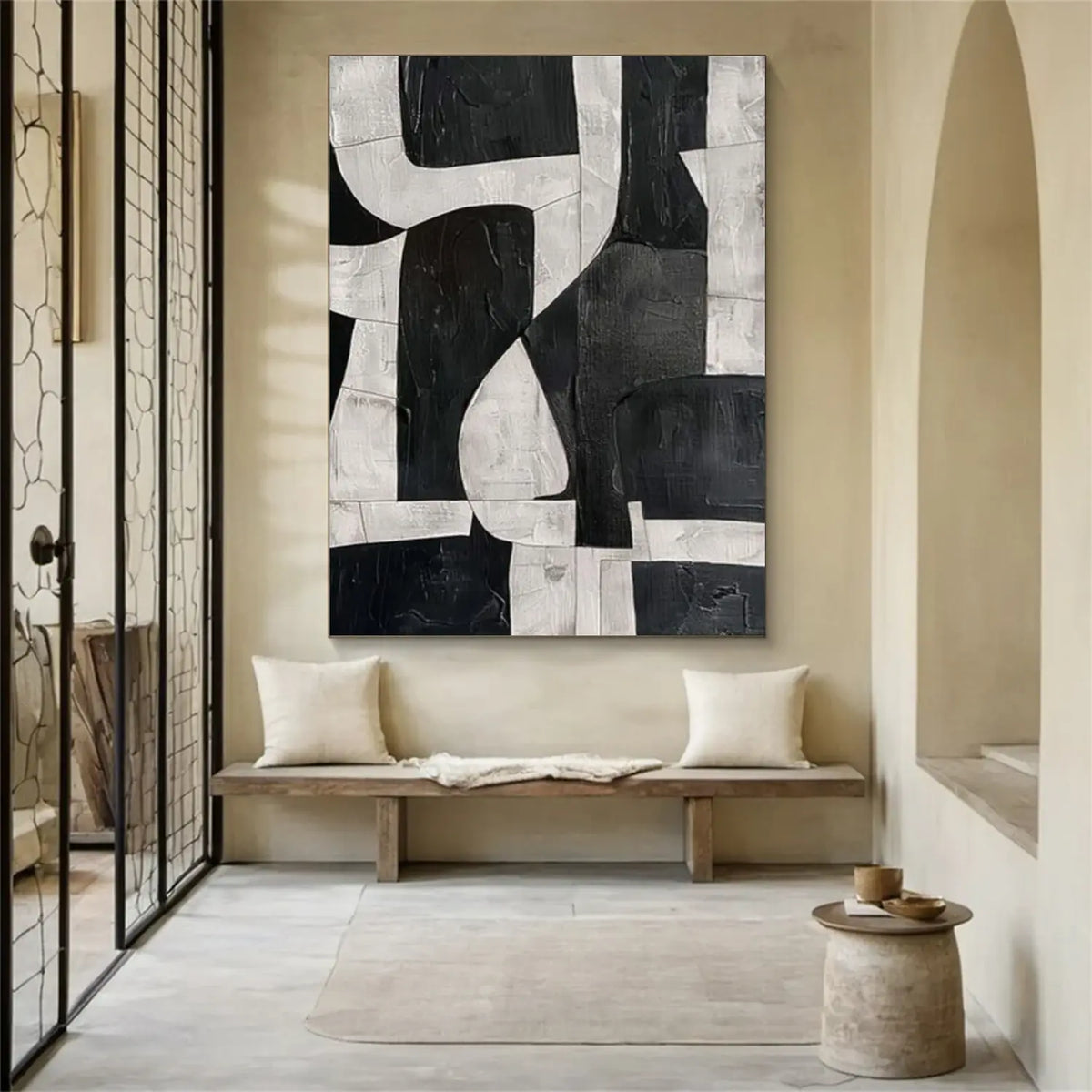 Black and White Wabi Sabi Textured Canvas Art #WS032