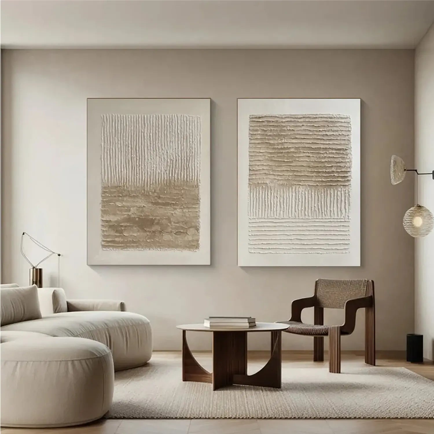 Beige and Brown Wabi Sabi Canvas Art Set of 2