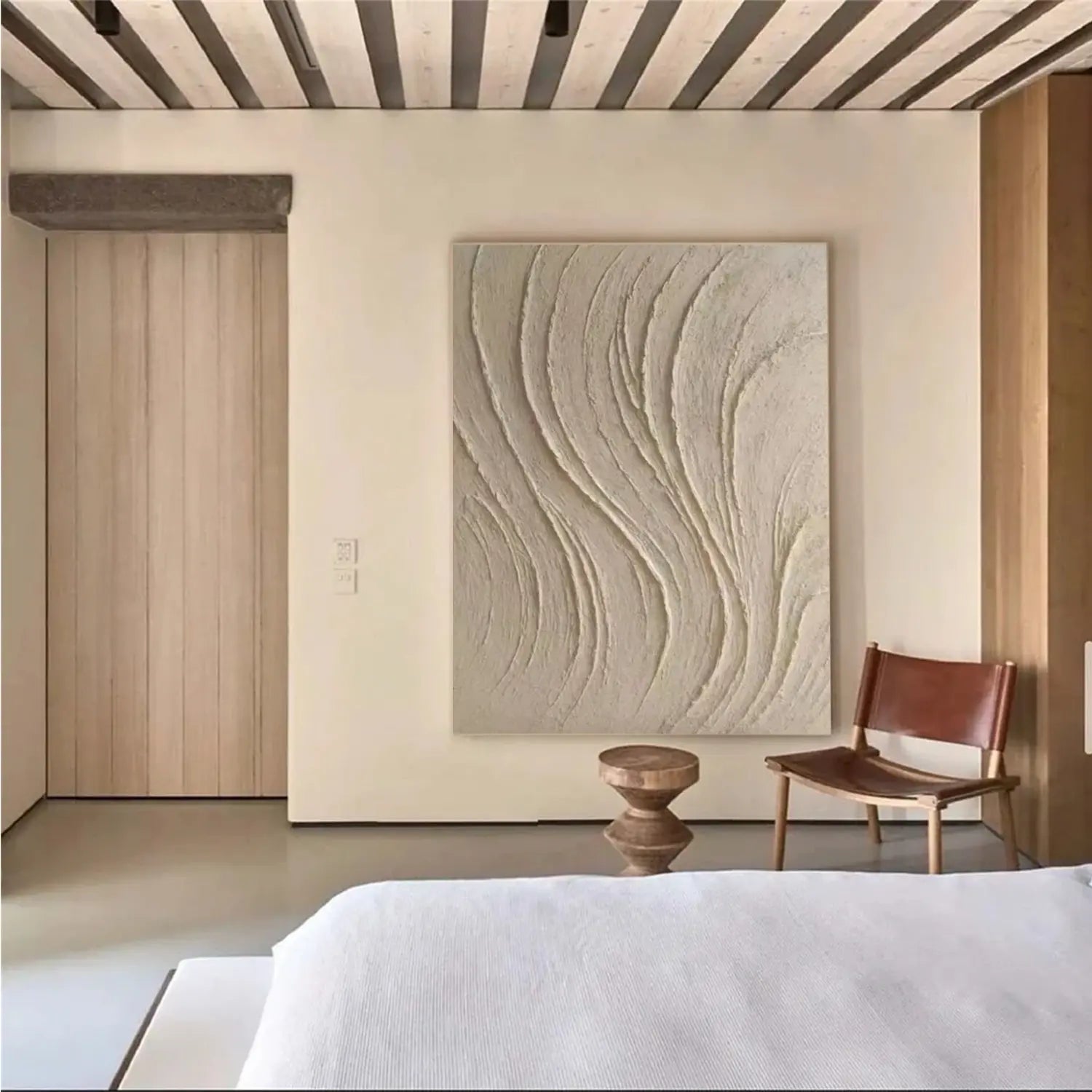 White Minimalist Textured Canvas Art #MW013