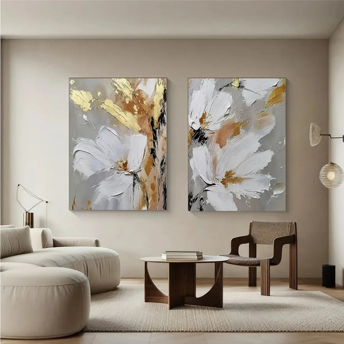 Flower Abstract Textured Wall Art Set of 2 #FT049